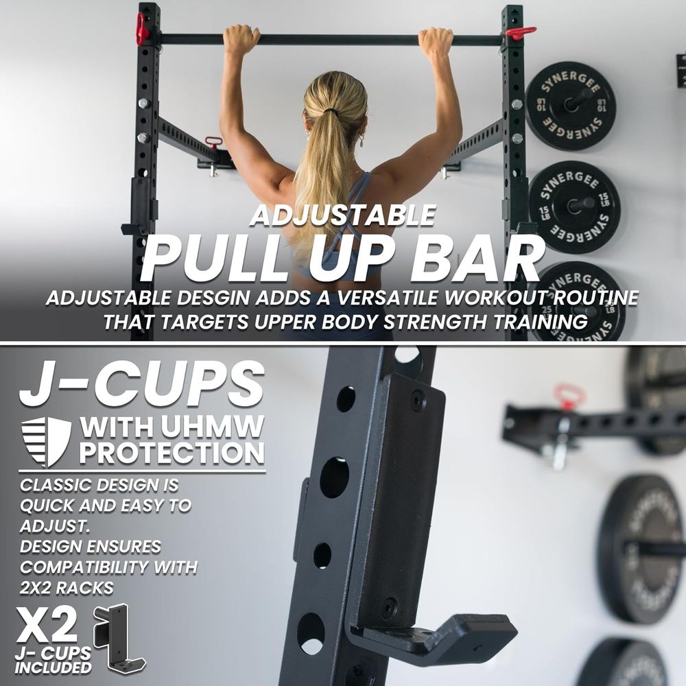 Adjustable Squat Rack with J-C - Pull Up Bar Grip recensione e prezzo